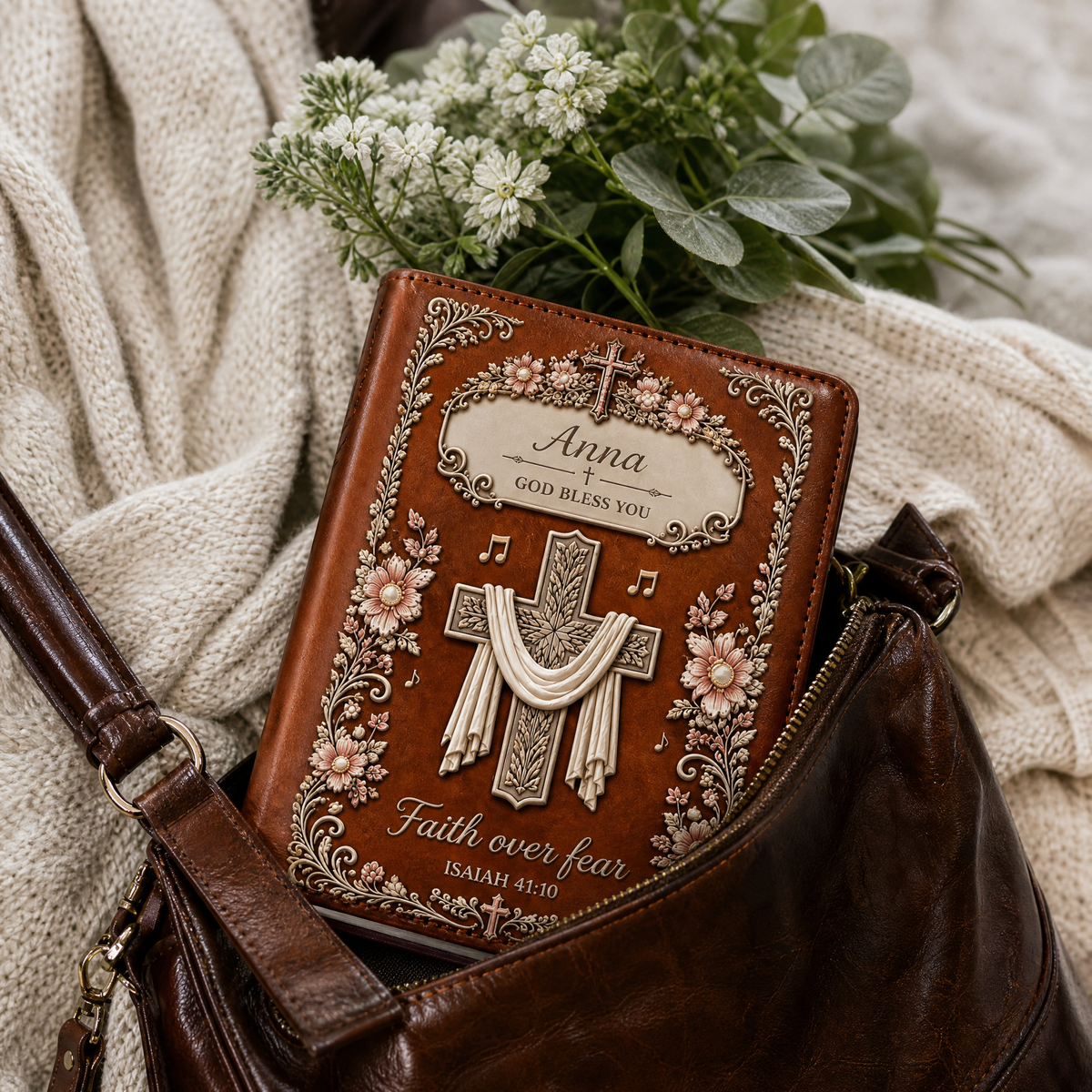 Personalized Faith Over Fear Journal – Custom Name Scripture Notebook