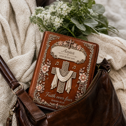 Personalized Faith Over Fear Journal – Custom Name Scripture Notebook