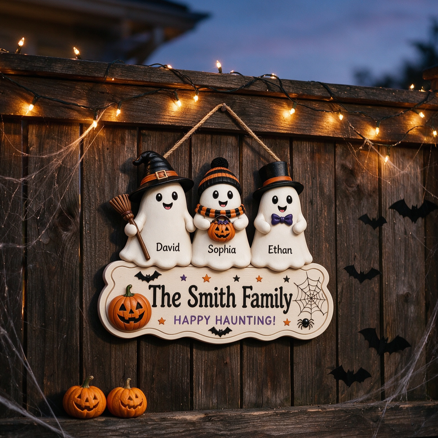Custom Ghost Family Halloween Name Sign