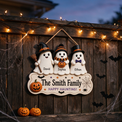 Custom Ghost Family Halloween Name Sign