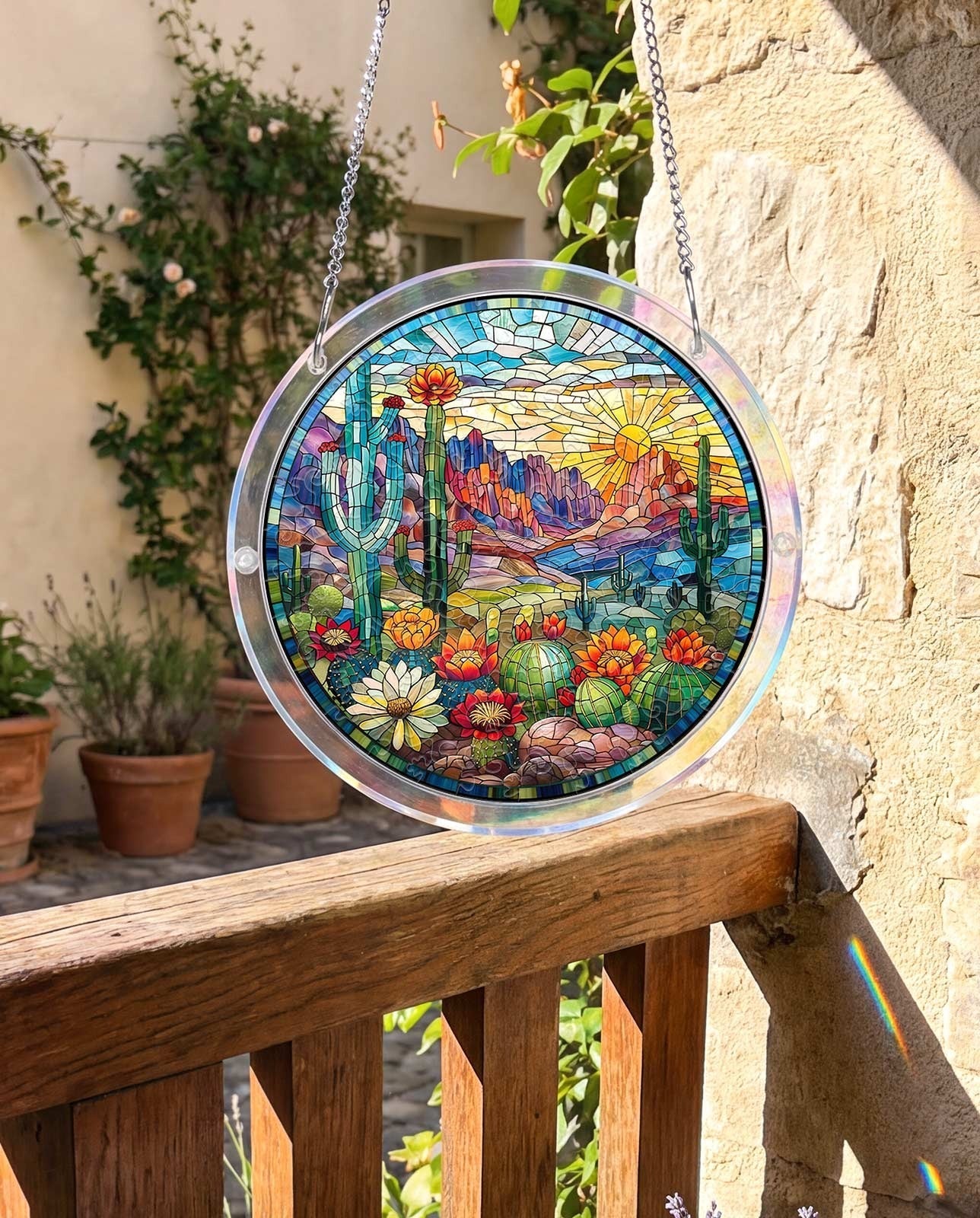 Acrylic Jigsaw Puzzle Suncatcher - Desert Sunrise