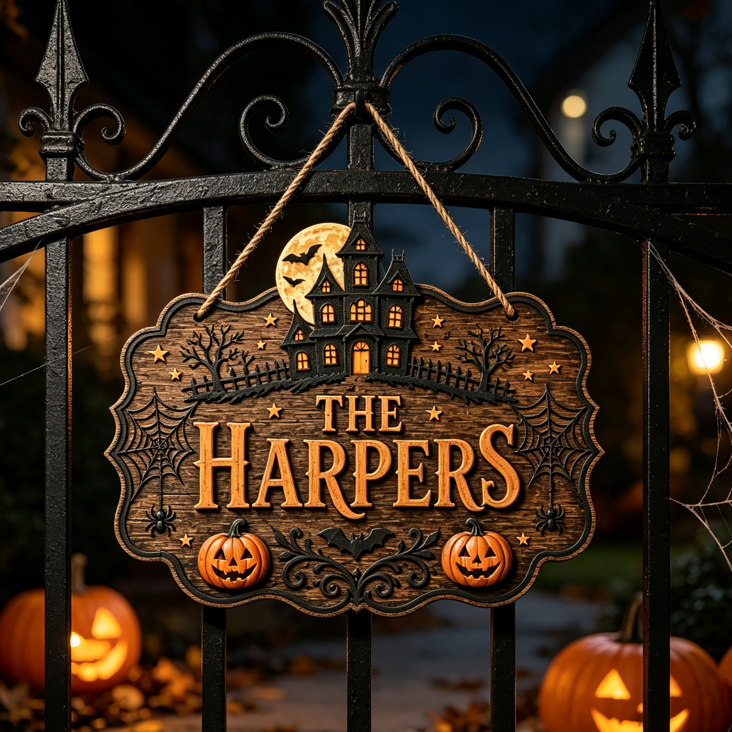 Custom Halloween Haunted House Family Name Sign
