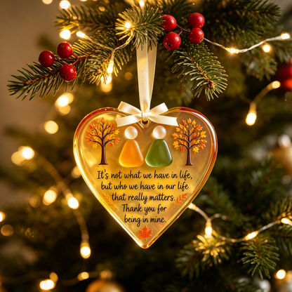 ❤️🍁 Personalized Sea Glass Couple Ornament | Fall Keepsake Gift