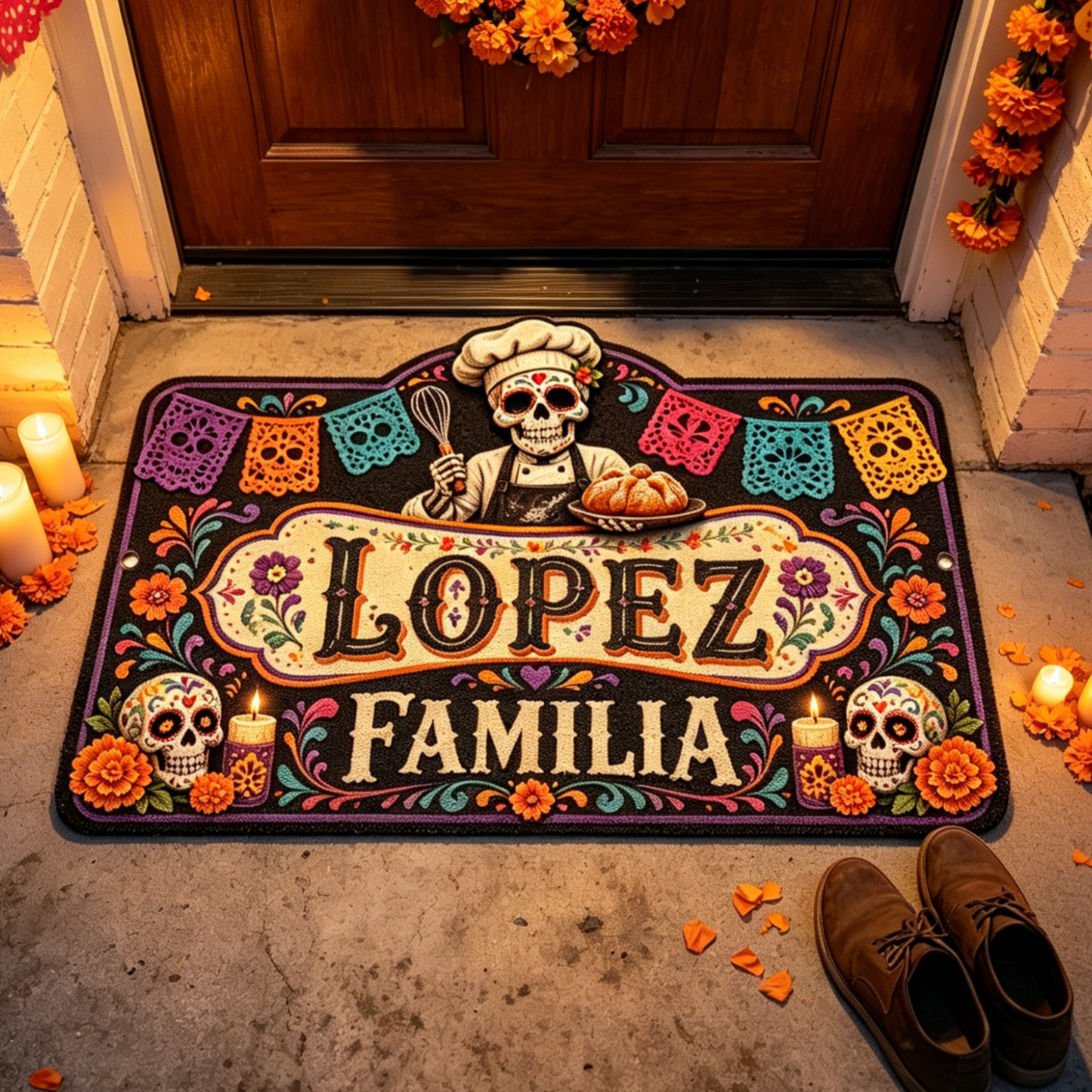 Custom Skeleton Chef Day of the Dead Rug
