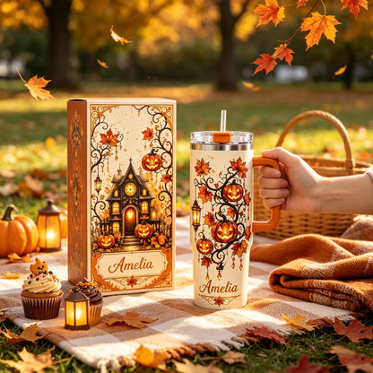🎃 Personalized Halloween Haunted House Tumbler