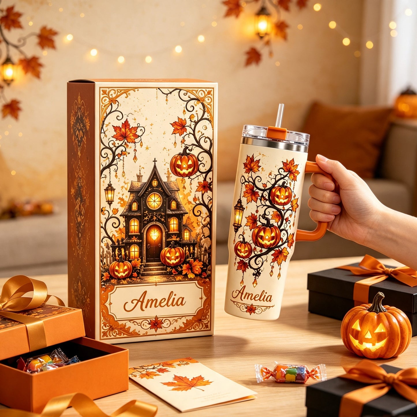 🎃 Personalized Halloween Haunted House Tumbler