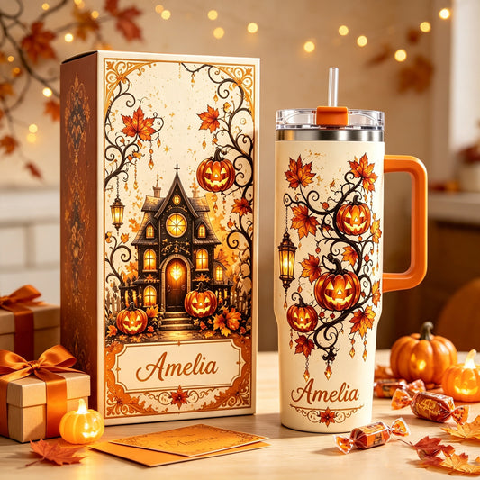🎃 Personalized Halloween Haunted House Tumbler