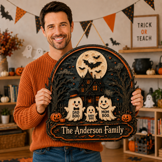 Custom Names Haunted House Wooden Plaque