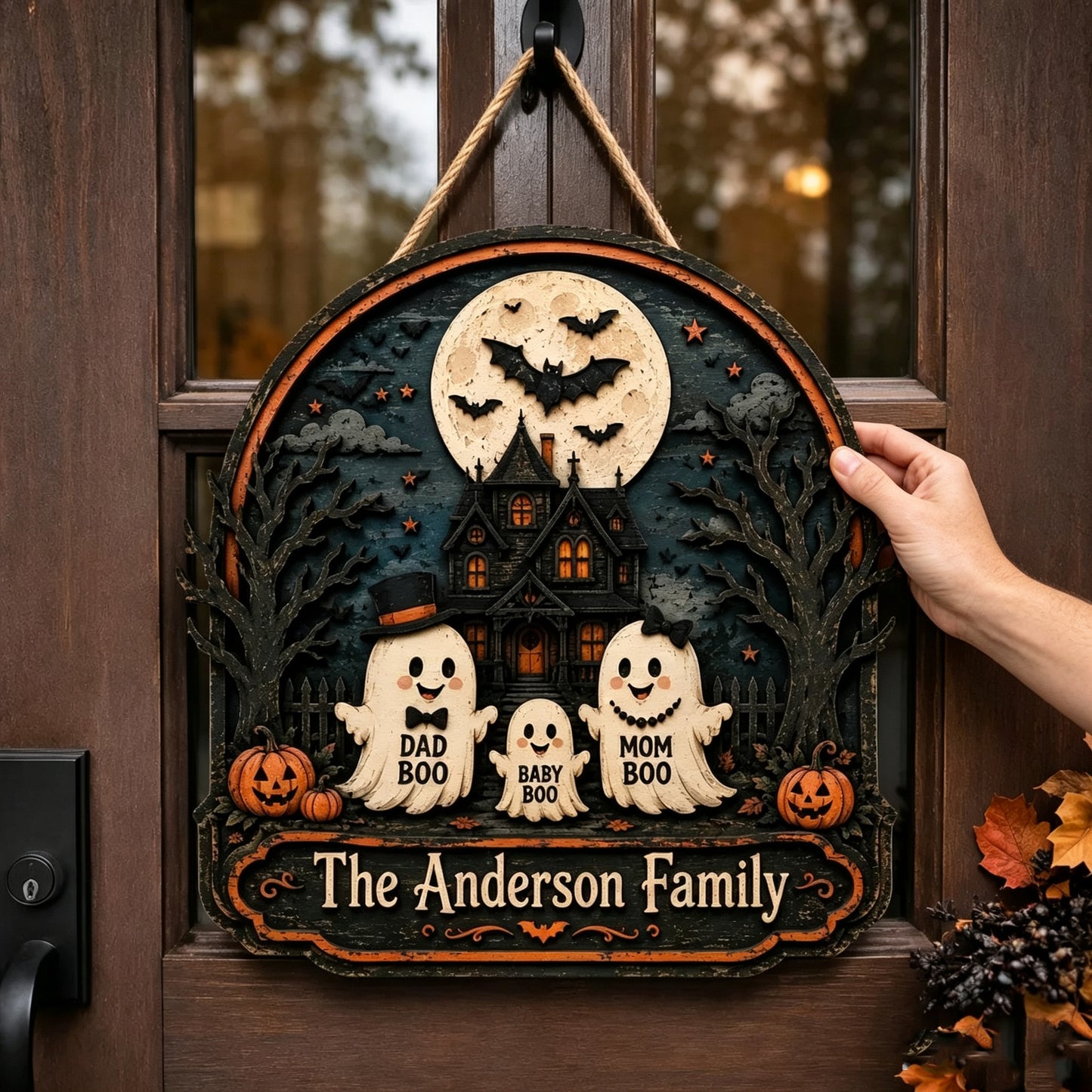 Custom Names Haunted House Wooden Plaque