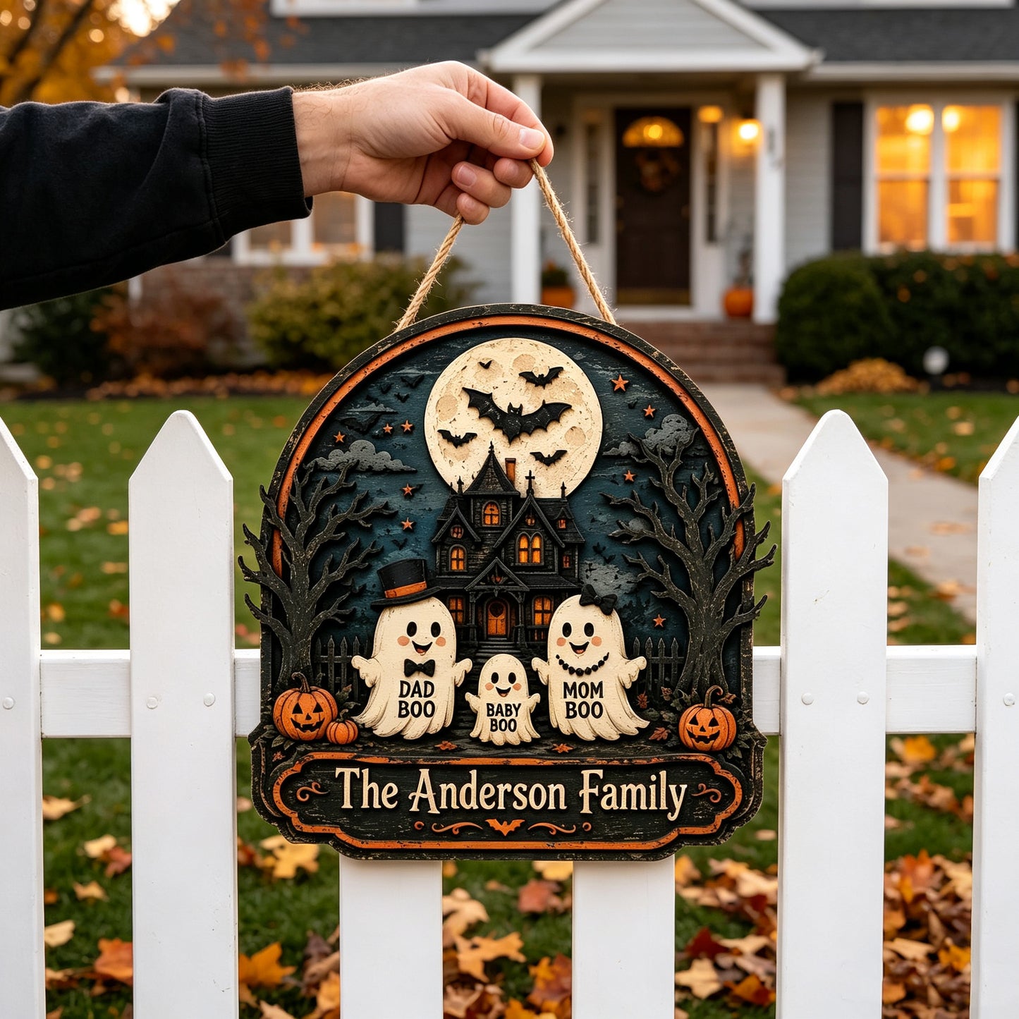 Custom Names Haunted House Wooden Plaque