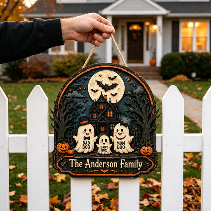 Custom Names Haunted House Wooden Plaque