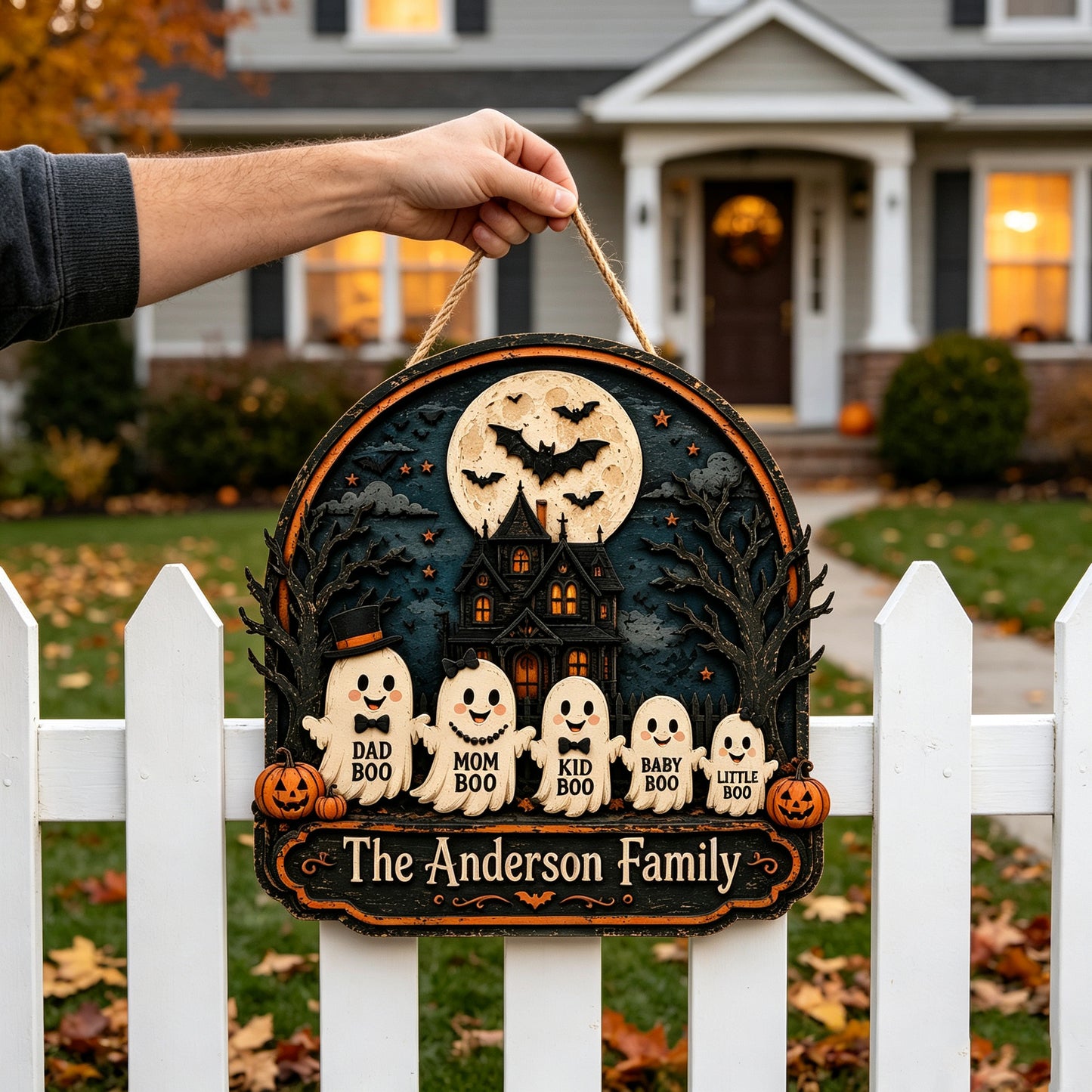 Custom Names Haunted House Wooden Plaque