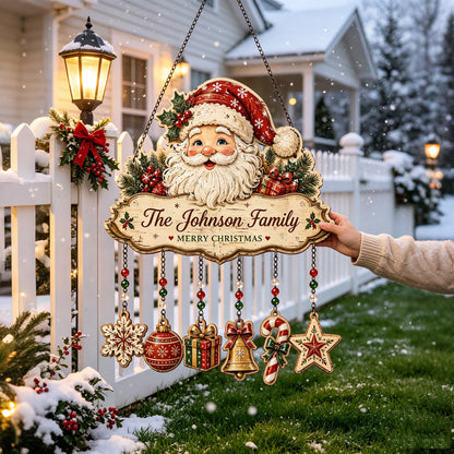 🎅Personalized The Family Name Santa Wooden Ornament Hanging Sign