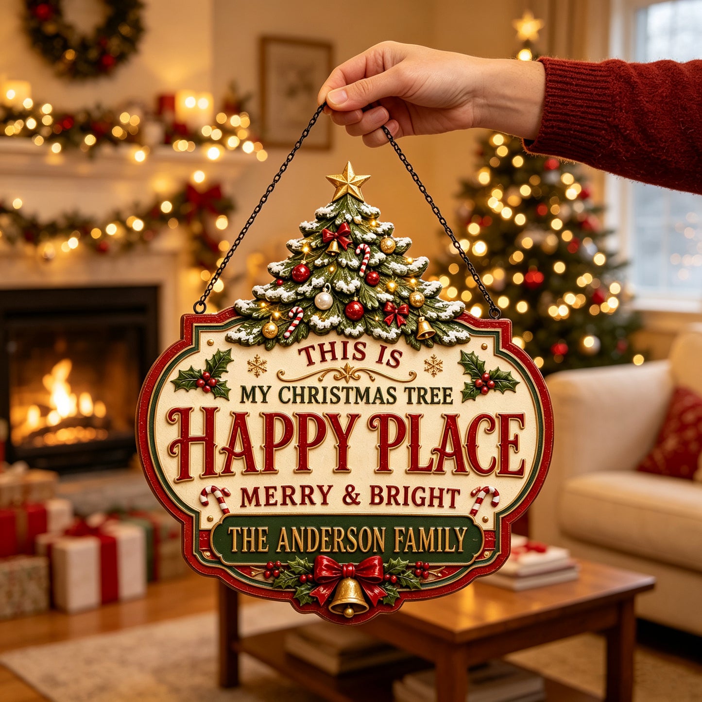 🎅Personalized Christmas Happy Place Sign | Custom Family Name