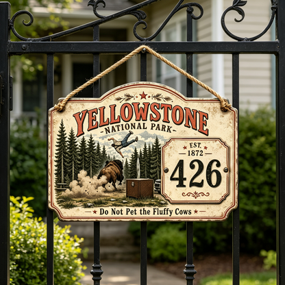 Custom Yellowstone National Park House Number Sign