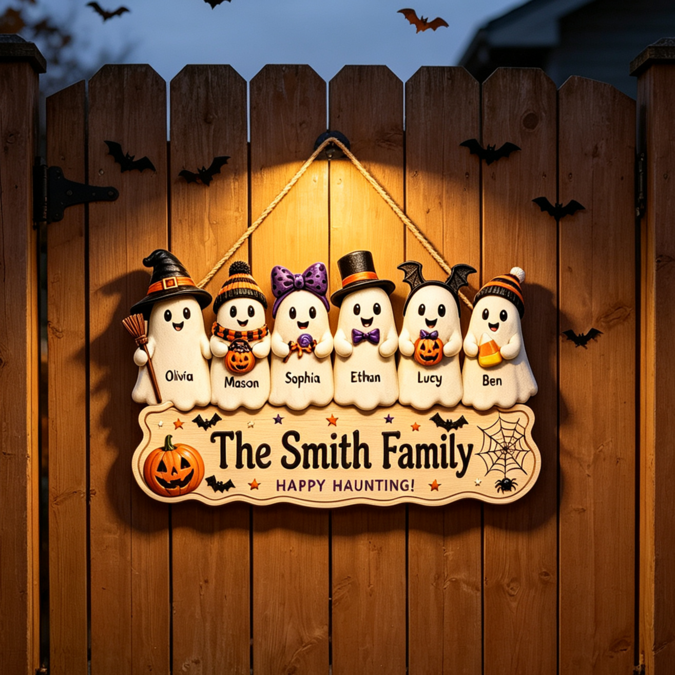 Custom Ghost Family Halloween Name Sign