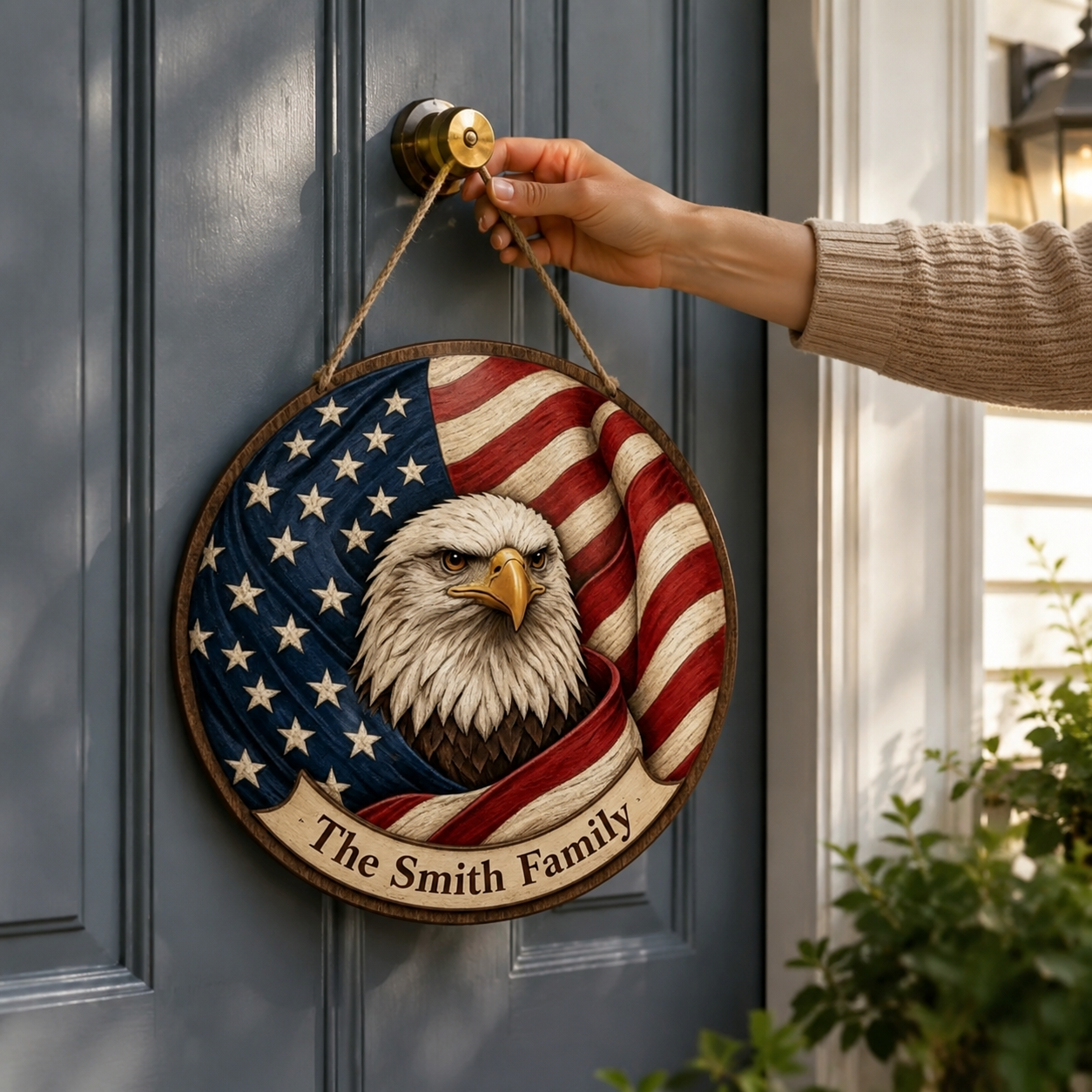 Custom Patriotic Eagle Door Sign