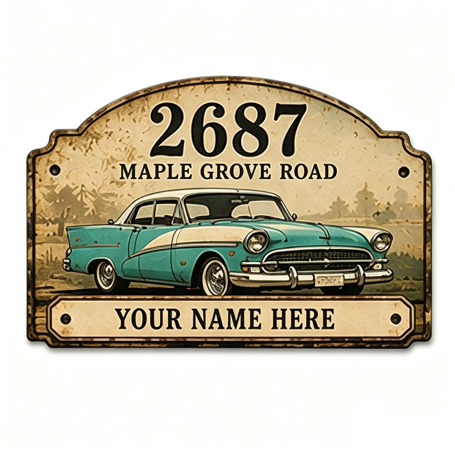 Custom Vintage Hot Rod Address Metal Sign