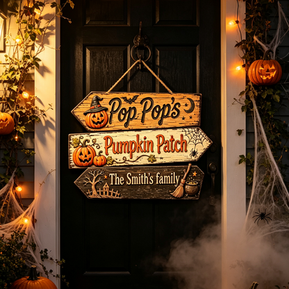 Custom Pumpkin Patch Halloween Family Name Sign