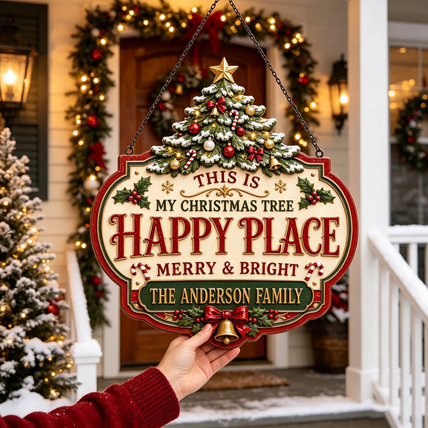🎅Personalized Christmas Happy Place Sign | Custom Family Name