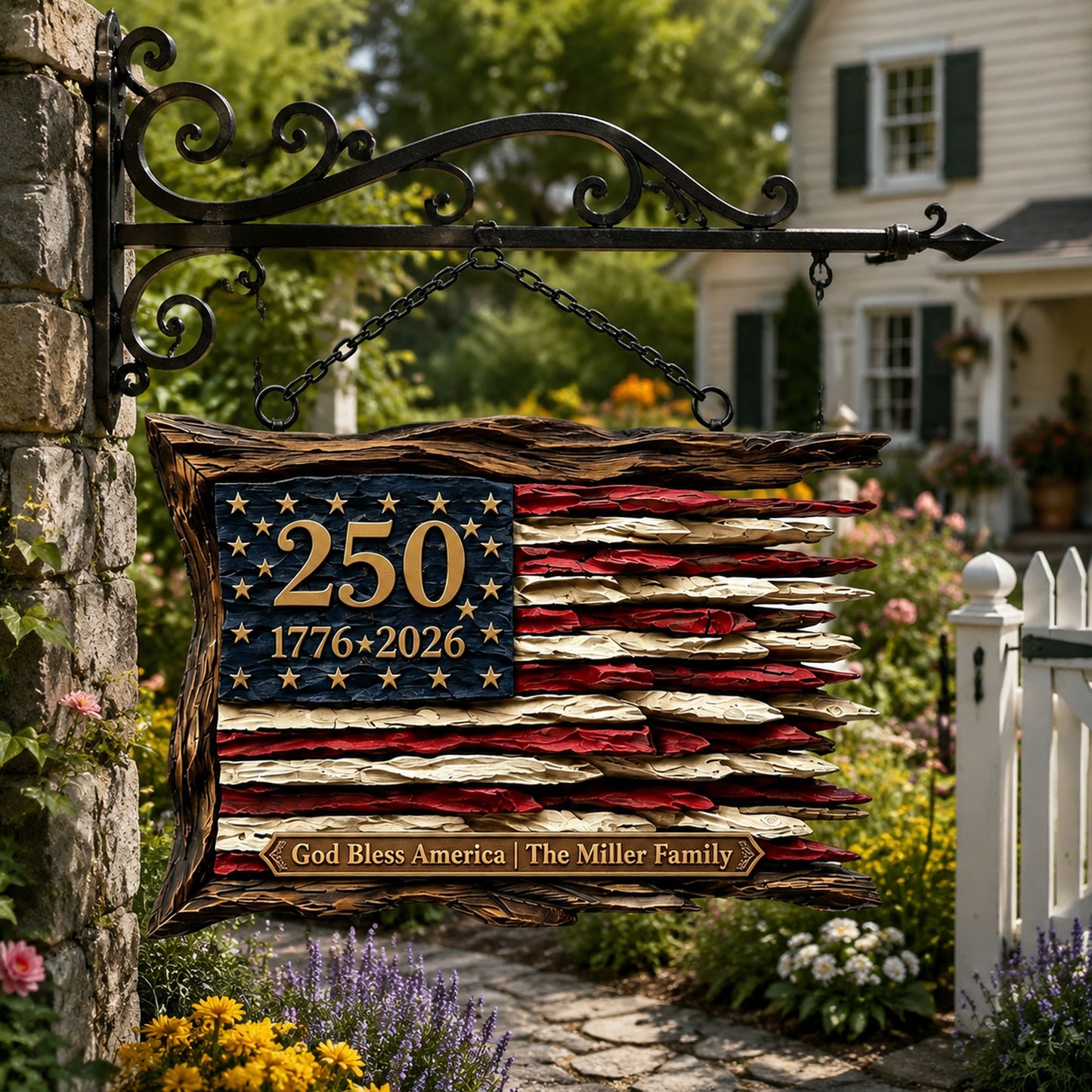 Custom USA 250th Anniversary Flag Plaque