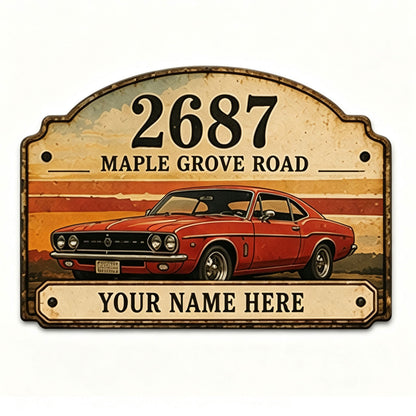Custom Vintage Hot Rod Address Metal Sign
