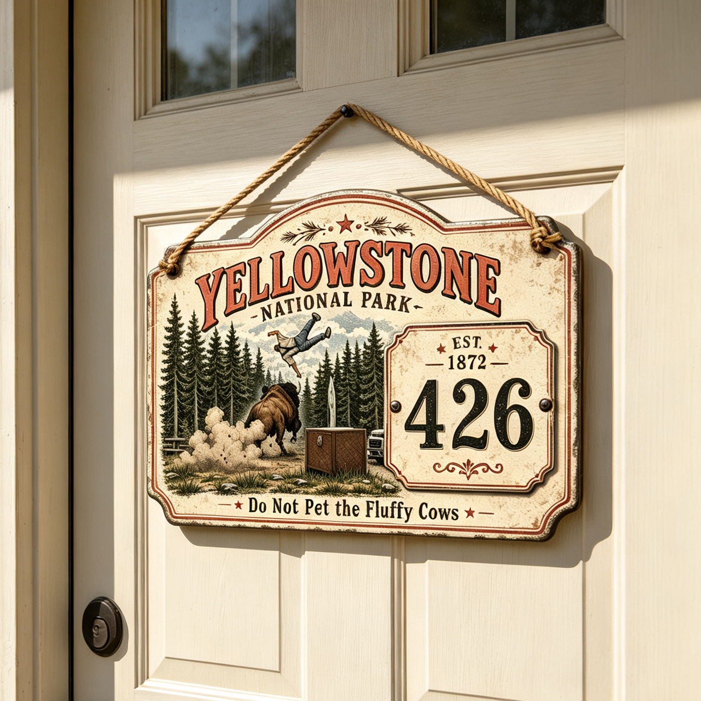 Custom Yellowstone National Park House Number Sign