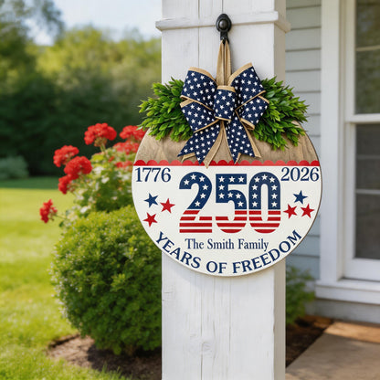 Personalized Round Patriotic Door Decor