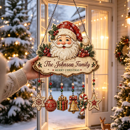 🎅Personalized The Family Name Santa Wooden Ornament Hanging Sign
