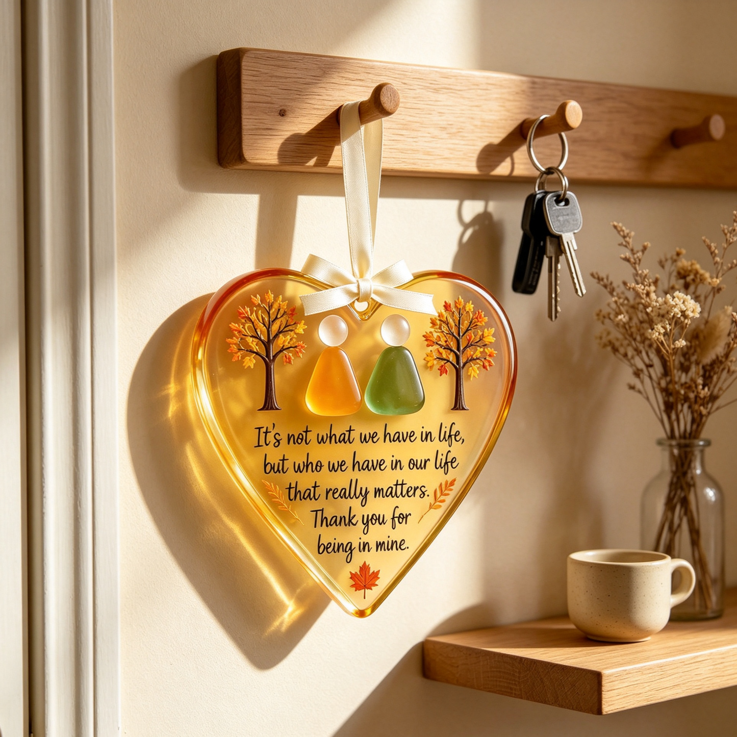 ❤️🍁 Personalized Sea Glass Couple Ornament | Fall Keepsake Gift