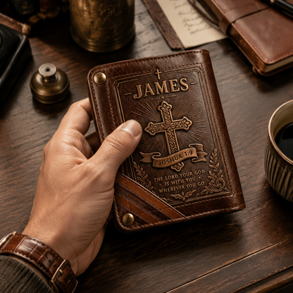 ✝️Custom Name Christian Leather Wallet 🦁 Personalized Bible Verse Wallet for Men