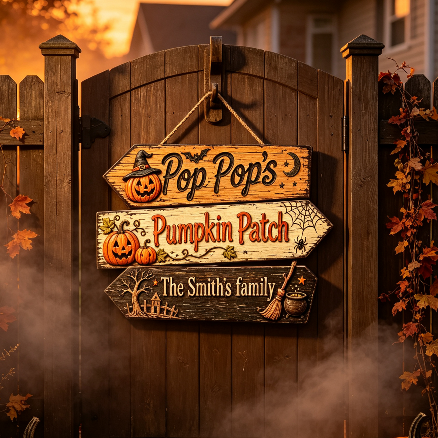 Custom Pumpkin Patch Halloween Family Name Sign
