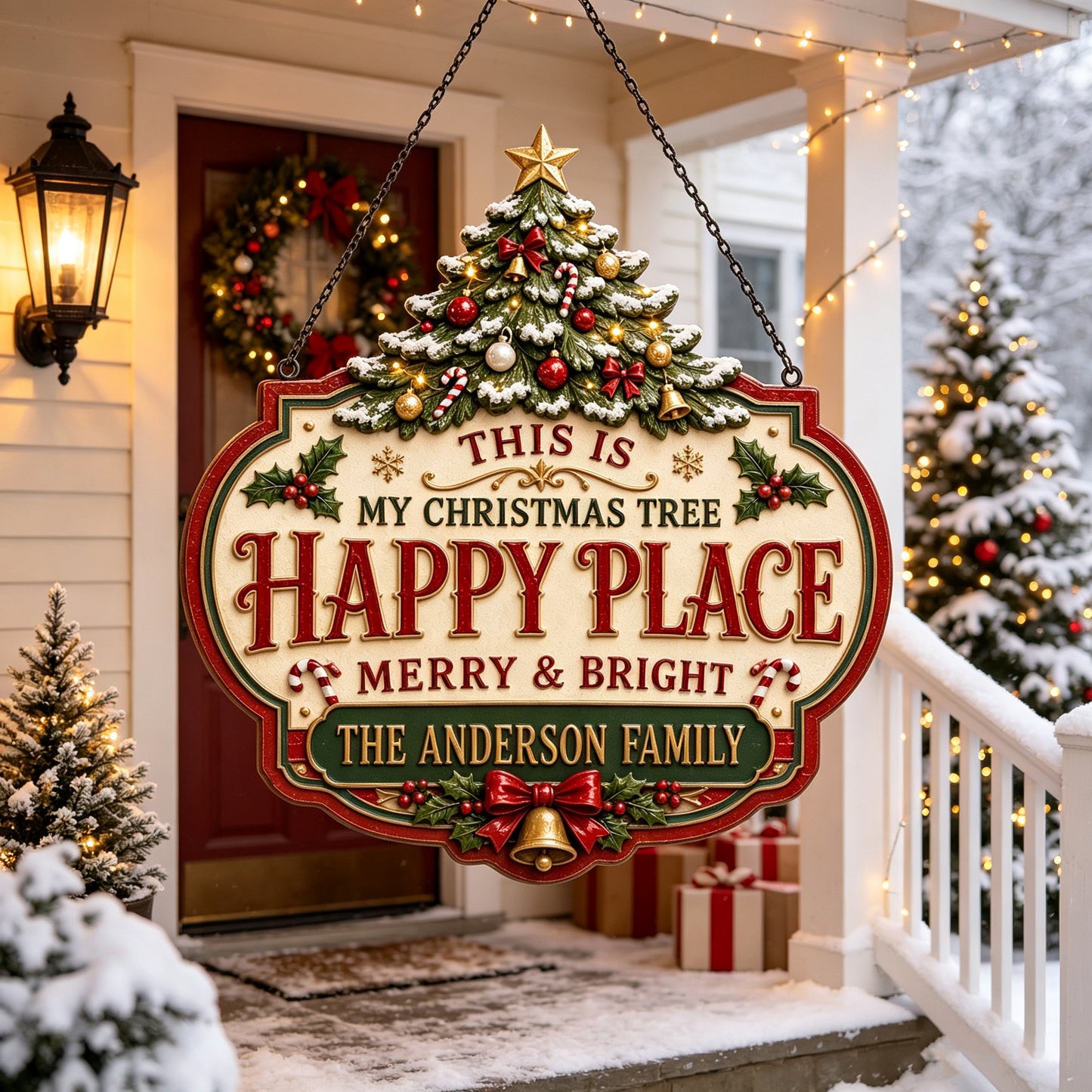 🎅Personalized Christmas Happy Place Sign | Custom Family Name