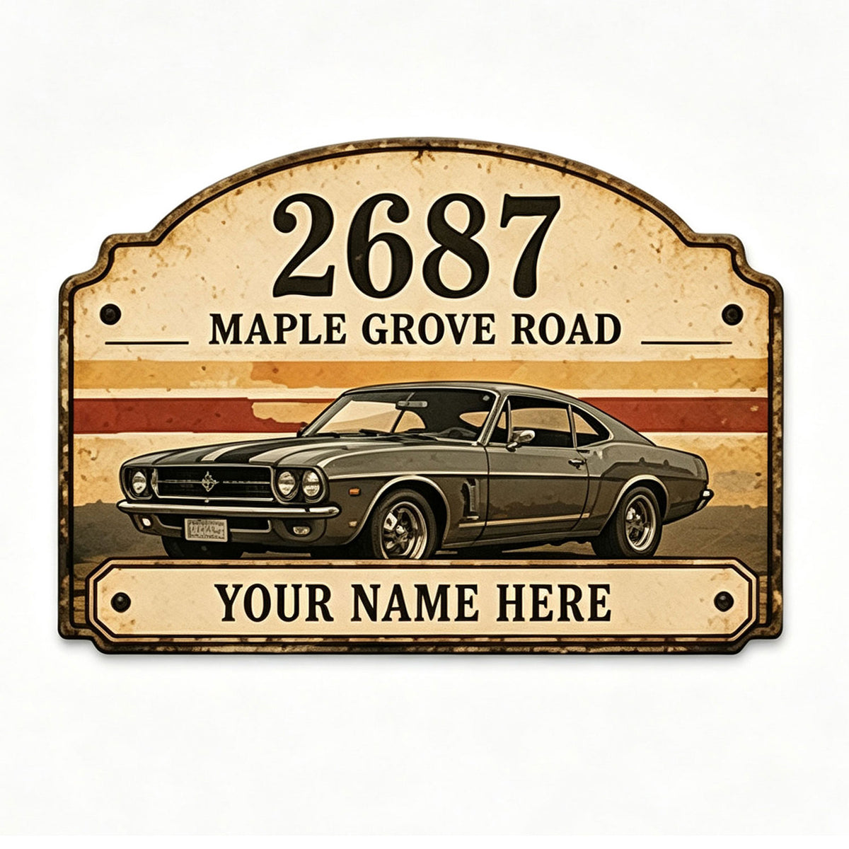 Custom Vintage Hot Rod Address Metal Sign