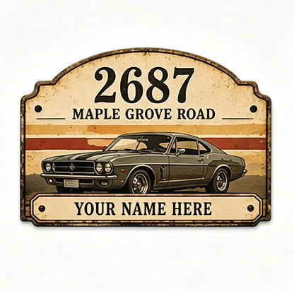 Custom Vintage Hot Rod Address Metal Sign
