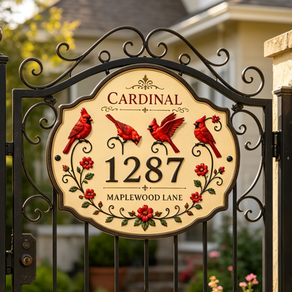 Custom Red Bird Floral Sign