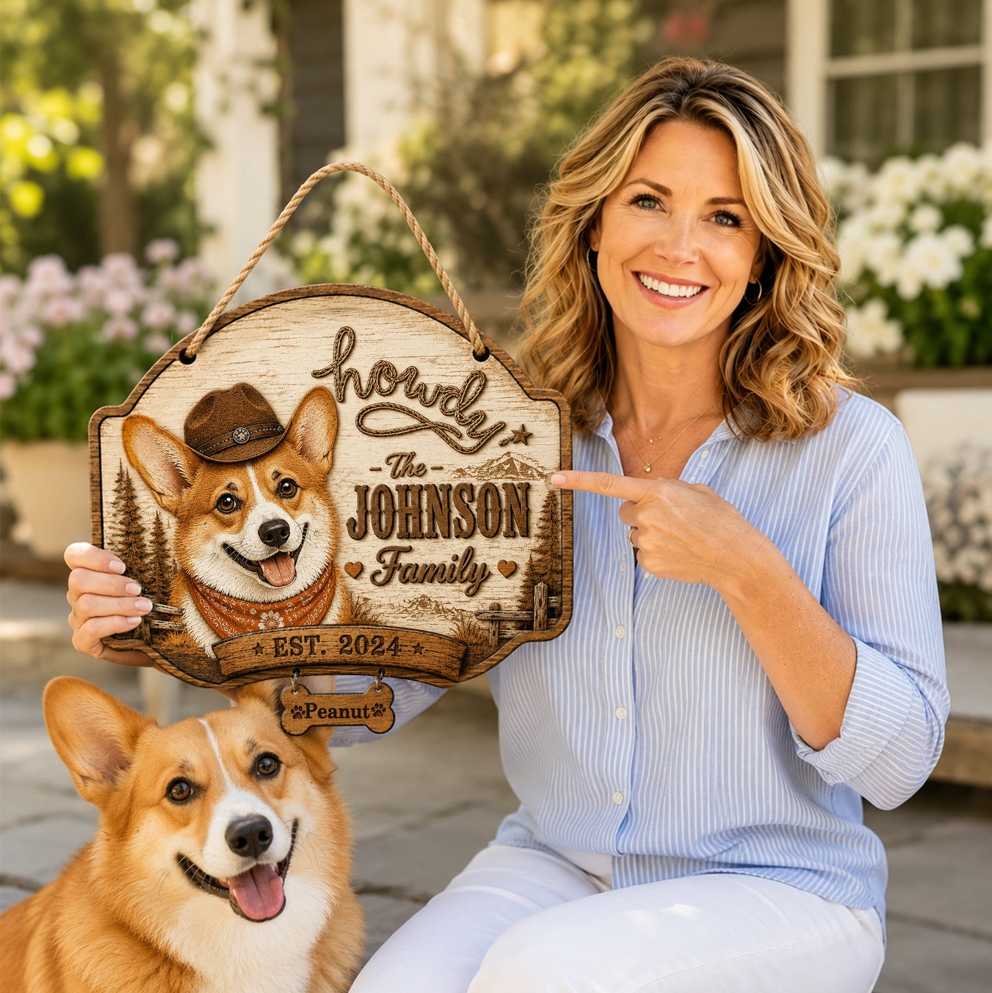 🤠 Custom Cowboy Dog Wooden Sign Custom Dog Breed Name Plaque