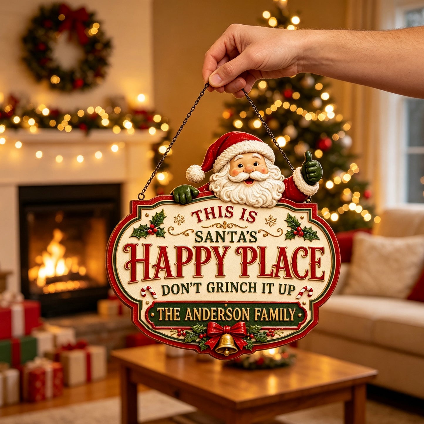🎅Personalized Christmas Happy Place Sign | Custom Family Name