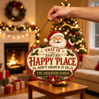 🎅Personalized Christmas Happy Place Sign | Custom Family Name