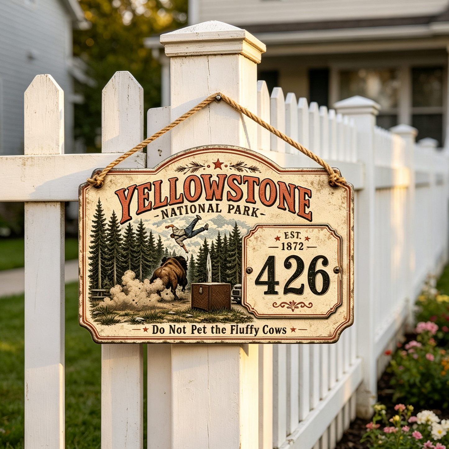 Custom Yellowstone National Park House Number Sign