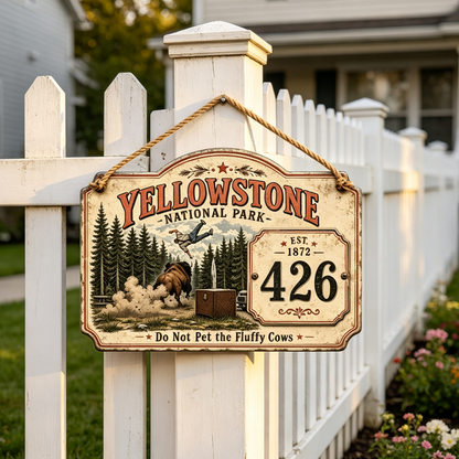 Custom Yellowstone National Park House Number Sign