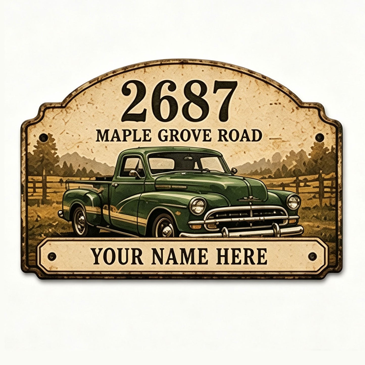 Custom Vintage Hot Rod Address Metal Sign