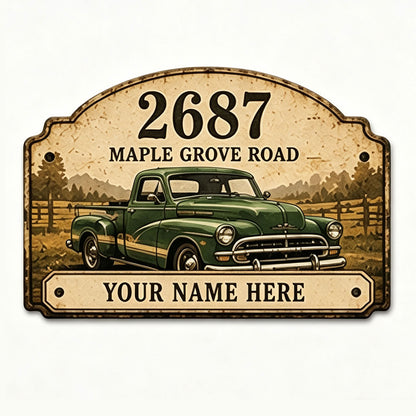 Custom Vintage Hot Rod Address Metal Sign