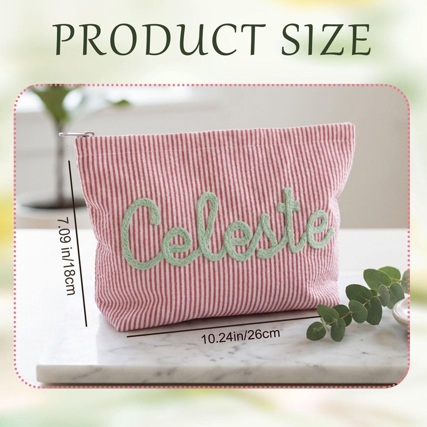 Personalized Name Seersucker Makeup Bag