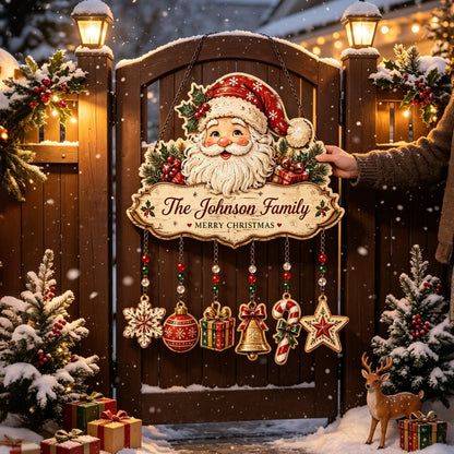 🎅Personalized The Family Name Santa Wooden Ornament Hanging Sign