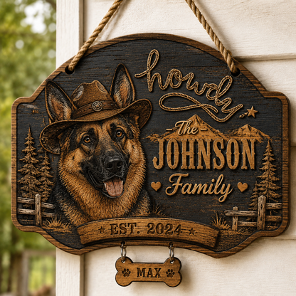 🤠 Custom Cowboy Dog Wooden Sign Custom Dog Breed Name Plaque