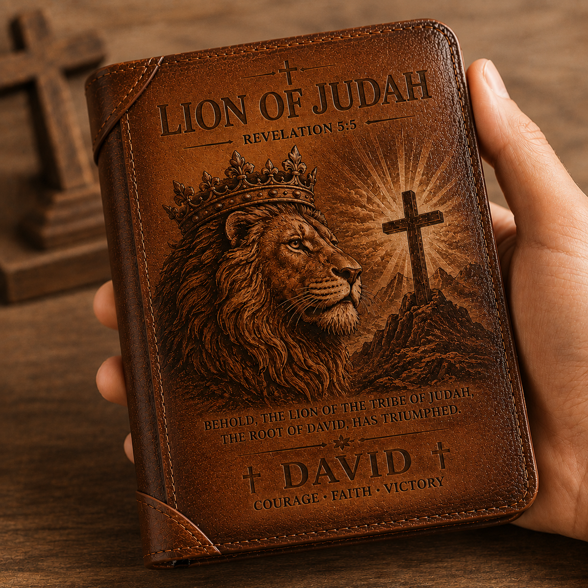 🛡️Personalized Christian Leather Wallet | Custom Name Bible Scripture Gift ✝️