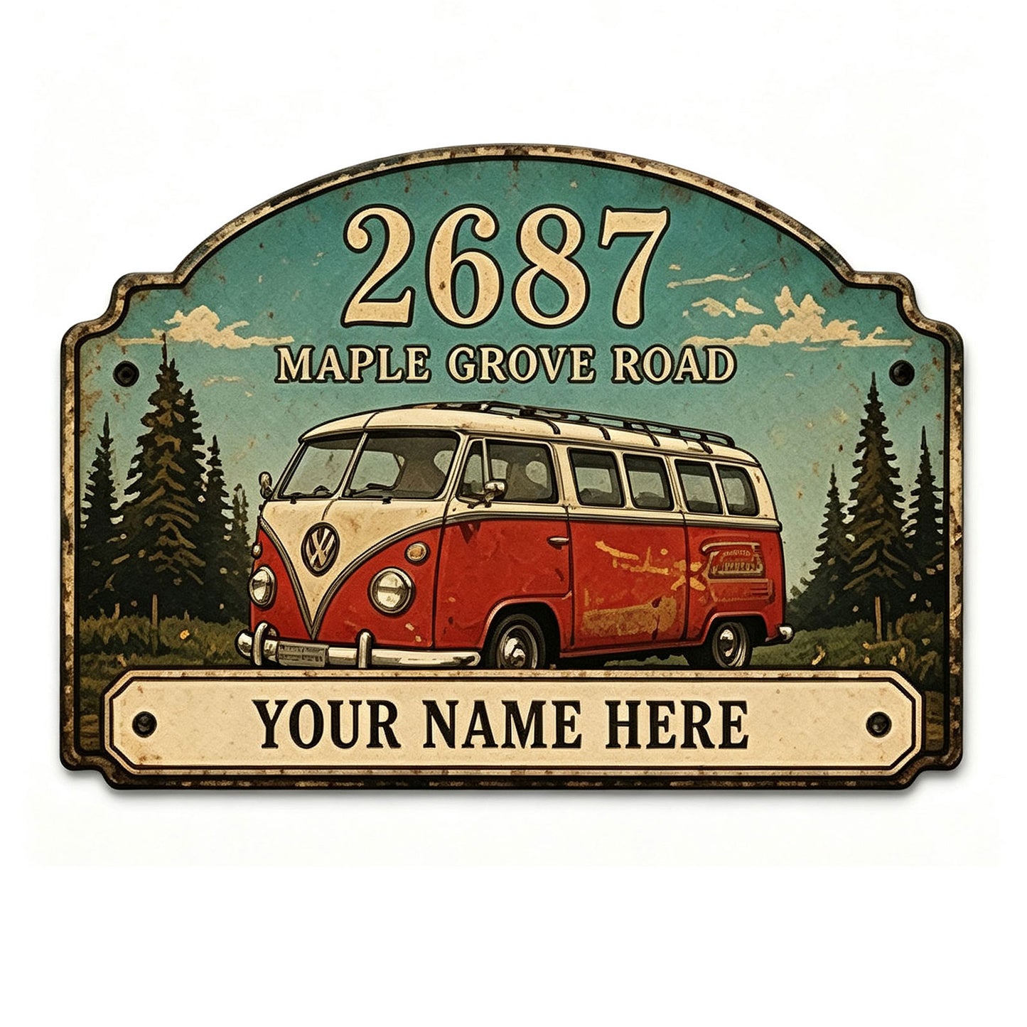 Custom Vintage Hot Rod Address Metal Sign