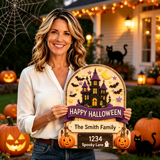 🎃 Personalized Halloween Black Cat Sign