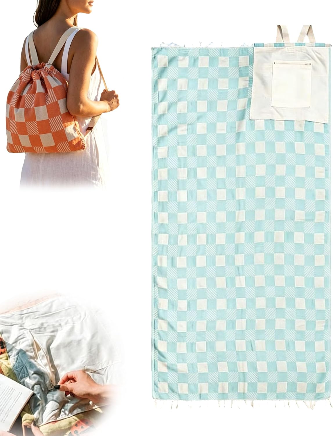 The Ultimate Beach Companion — Wearable Towel-Backpack Hybrid